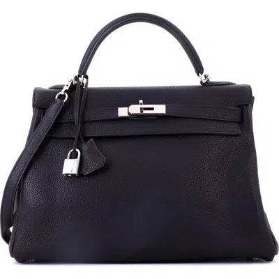 Pre-owned Hermes  Hermes Kelly Handbag Black Togo With Palladium Hardware 32