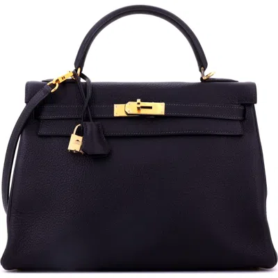 Pre-owned Hermes  Hermes Kelly Handbag Blue Togo With Gold Hardware 32