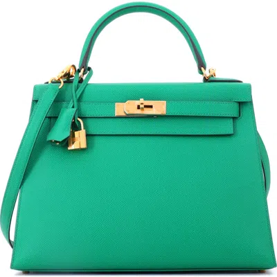 Pre-owned Hermes  Hermes Kelly Handbag Green Epsom With Gold Hardware 28