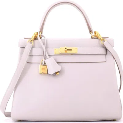 Pre-owned Hermes  Hermes Kelly Handbag Grey Evercolor With Gold Hardware 28 In Gray
