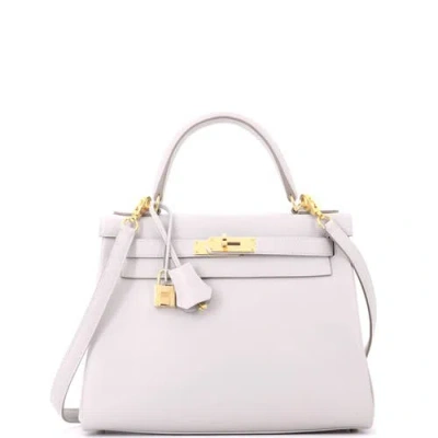Pre-owned Hermes  Hermes Kelly Handbag Grey Evercolor With Gold Hardware 28 In Gray