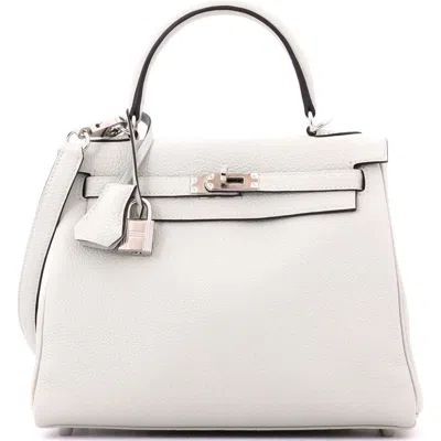 Pre-owned Hermes  Hermes Kelly Handbag Grey Togo With Palladium Hardware 25