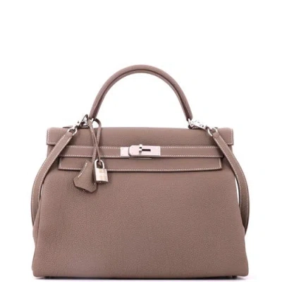 Pre-owned Hermes  Hermes Kelly Handbag Grey Togo With Palladium Hardware 32 In Gray