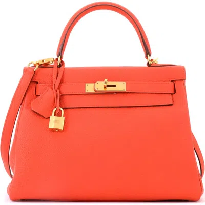 Pre-owned Hermes  Hermes Kelly Handbag Orange Togo With Gold Hardware 28