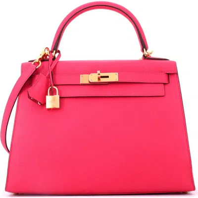 Pre-owned Hermes  Hermes Kelly Handbag Pink Epsom With Gold Hardware 28