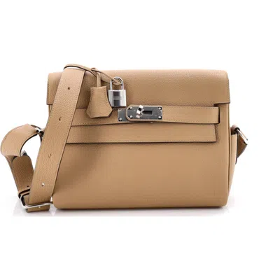 Pre-owned Hermes  Hermes Kelly Messenger Bag Togo Pm In Brown