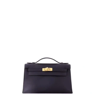 Pre-owned Hermes  Hermes Kelly Pochette Swift In Black