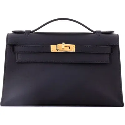Pre-owned Hermes  Hermes Kelly Pochette Swift In Black