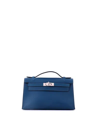 Pre-owned Pre-owned Hermes  Hermes Kelly Pochette Swift In Blue