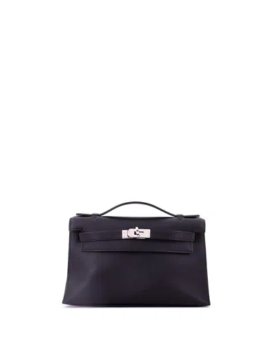Pre-owned Pre-owned Hermes  Hermes Kelly Pochette Swift Mini Leather Top Handle Clutch In Black