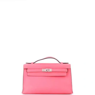 Pre-owned Hermes  Hermes Kelly Pochette Swift In Pink