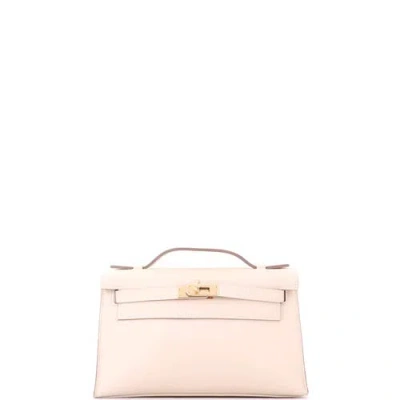 Pre-owned Hermes  Hermes Kelly Pochette Swift In White