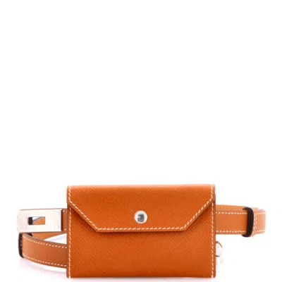 Pre-owned Hermes  Hermes Kelly Pocket Belt Leather Thin In Brown