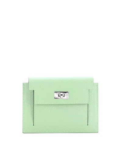 Pre-owned Pre-owned Hermes  Hermes Kelly Pocket Compact Wallet Epsom In Green