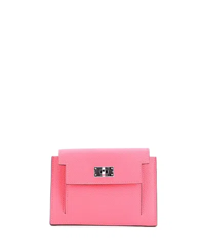 Pre-owned Pre-owned Hermes  Hermes Kelly Pocket Compact Wallet Epsom In Pink