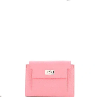 Pre-owned Pre-owned Hermes  Hermes Kelly Pocket Compact Wallet Epsom In Pink