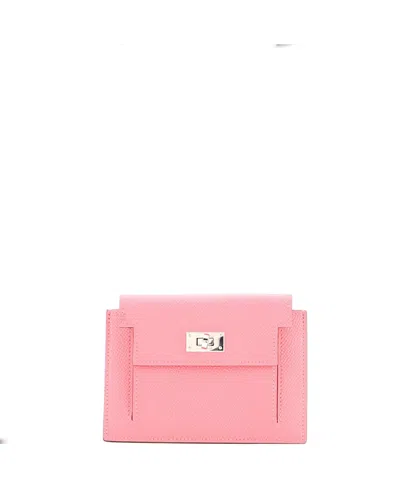 Pre-owned Pre-owned Hermes  Hermes Kelly Pocket Compact Wallet Epsom In Pink