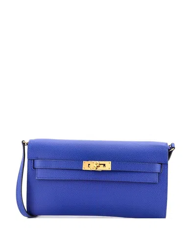 Pre-owned Pre-owned Hermes  Hermes Kelly To Go Epsom Leather Wallet In Blue