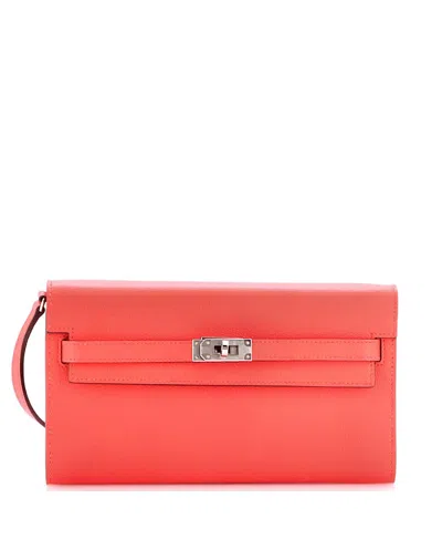 Pre-owned Pre-owned Hermes  Hermes Kelly To Go Evercolor Leather Wallet In Pink