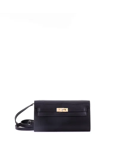 Pre-owned Pre-owned Hermes  Hermes Kelly To Go Wallet Chevre Chamkila In Black