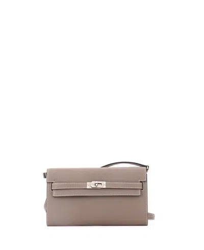 Pre-owned Pre-owned Hermes  Hermes Kelly To Go Wallet Chevre Mysore In Gray