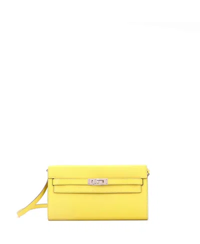 Pre-owned Pre-owned Hermes  Hermes Kelly To Go Wallet Chevre Mysore In Yellow