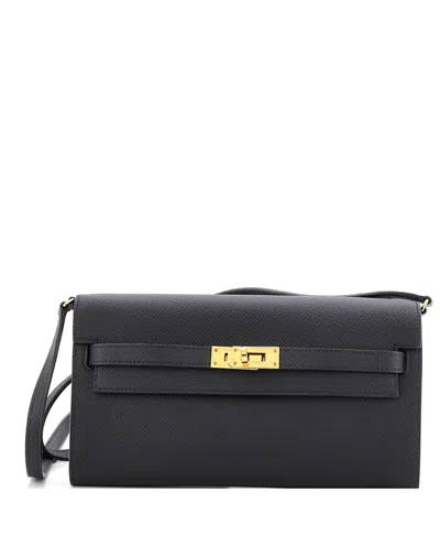Pre-owned Pre-owned Hermes  Hermes Kelly To Go Wallet Epsom In Black