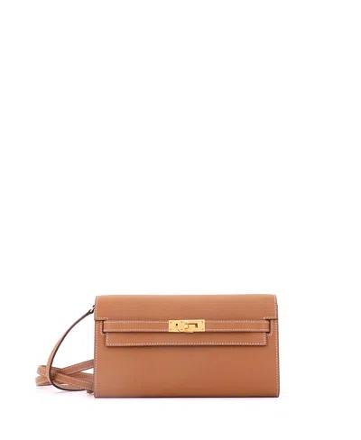 Pre-owned Pre-owned Hermes  Hermes Kelly To Go Wallet Epsom In Brown