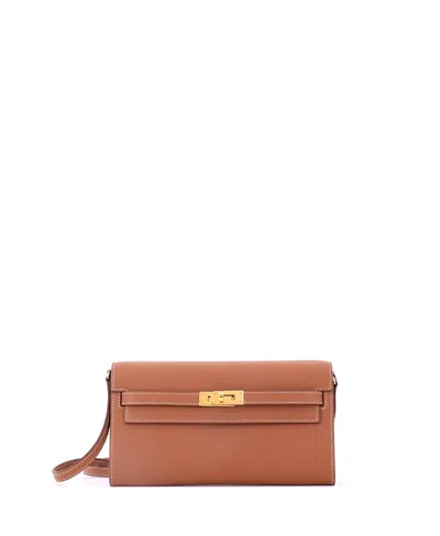 Pre-owned Pre-owned Hermes  Hermes Kelly To Go Wallet Evercolor In Brown