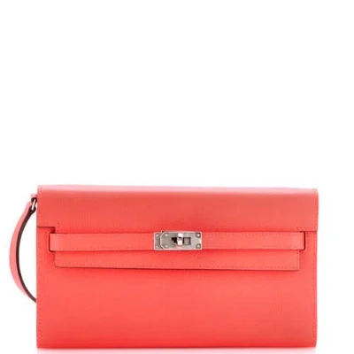Pre-owned Pre-owned Hermes  Hermes Kelly To Go Wallet Evercolor In Pink