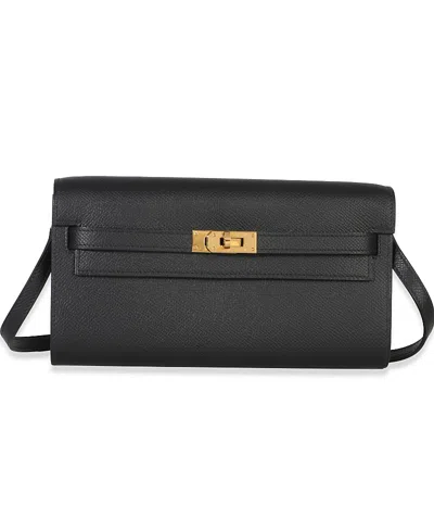 Pre-owned Pre-owned Hermes  Hermes Kelly To Go Wallet Leather Handbag In Black