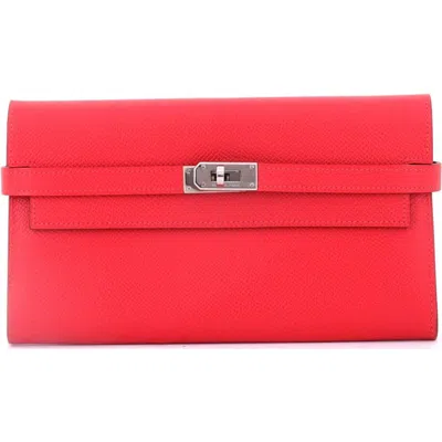 Pre-owned Hermes  Hermes Kelly Wallet Epsom Long In Purple