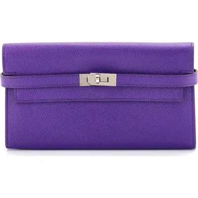 Pre-owned Hermes  Hermes Kelly Wallet Epsom Long In Red