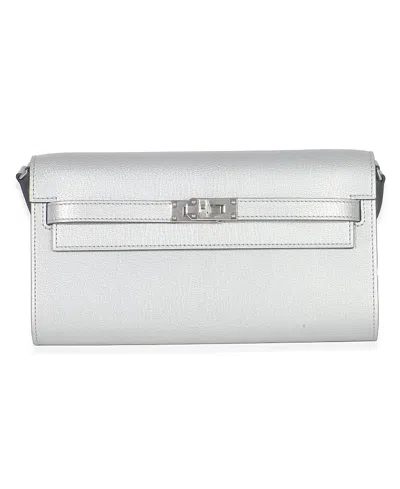 Pre-owned Pre-owned Hermes  Hermes Kelly Wallet To Go Leather Handbag In Silver