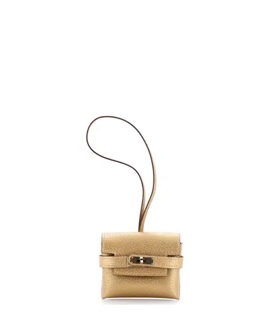 Pre-owned Pre-owned Hermes  Hermes Kellyfestival Bag Charm Chevre Chamkilight In Gold