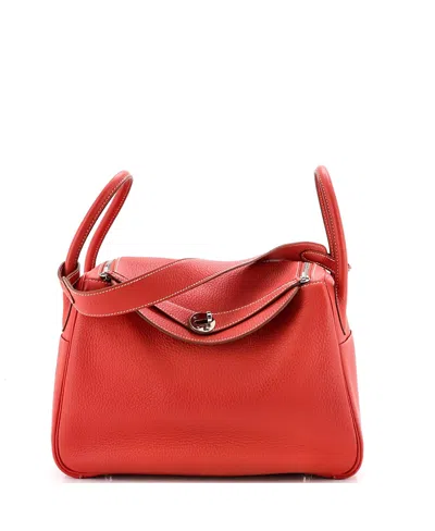 Pre-owned Pre-owned Hermes  Hermes Lindy 30 Clemence Leather Shoulder Bag In Orange