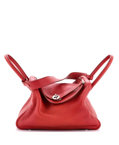 Pre-owned Pre-owned Hermes  Hermes Lindy 30 Clemence Leather Shoulder Bag In Red