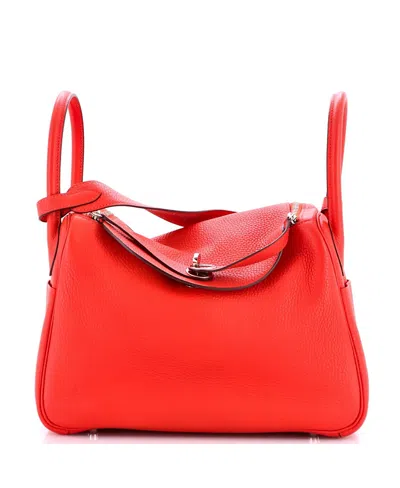 Pre-owned Pre-owned Hermes  Hermes Lindy 30 Clemence Leather Shoulder Bag In Red