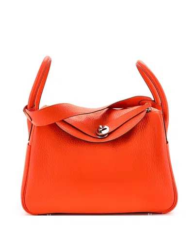 Pre-owned Pre-owned Hermes  Hermes Lindy 30 Leather Shoulder Bag In Orange