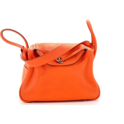 Pre-owned Hermes  Hermes Lindy Bag Clemence 34 In Orange