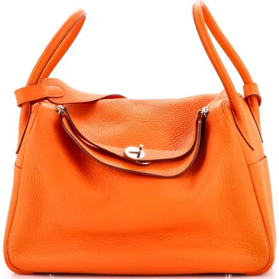 Pre-owned Hermes  Hermes Lindy Bag Clemence 34 In Orange