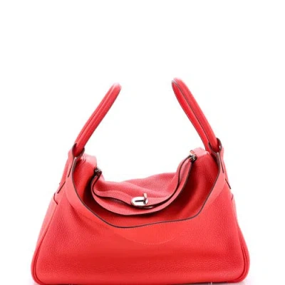 Pre-owned Hermes  Hermes Lindy Bag Clemence 34 In Red