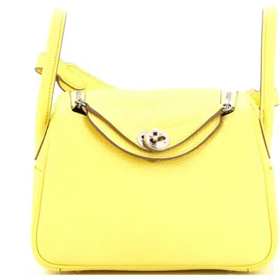 Pre-owned Hermes  Hermes Lindy Bag Clemence Mini In Yellow