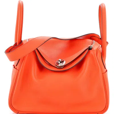 Pre-owned Hermes  Hermes Lindy Bag Evercolor 26 In Orange
