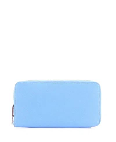 Pre-owned Pre-owned Hermes  Hermes Long Azap Zip Around Wallet Silk'in Epsom In Blue