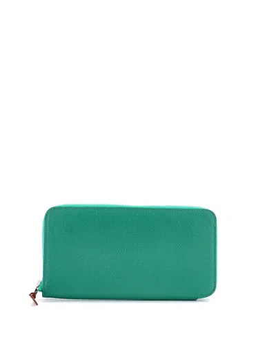 Pre-owned Pre-owned Hermes  Hermes Long Azap Zip Around Wallet Silk'in Epsom In Green