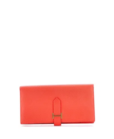 Pre-owned Pre-owned Hermes  Hermes Long Bearn Wallet Epsom In Red
