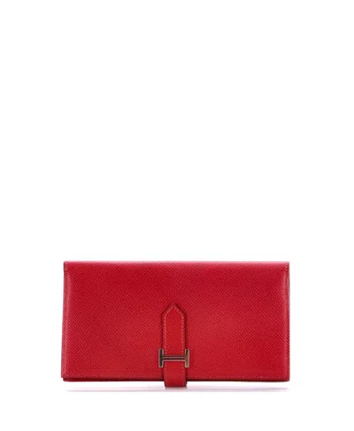 Pre-owned Pre-owned Hermes  Hermes Long Bearn Wallet Epsom In Red
