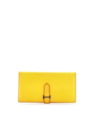 Pre-owned Pre-owned Hermes  Hermes Long Bearn Wallet Epsom In Yellow