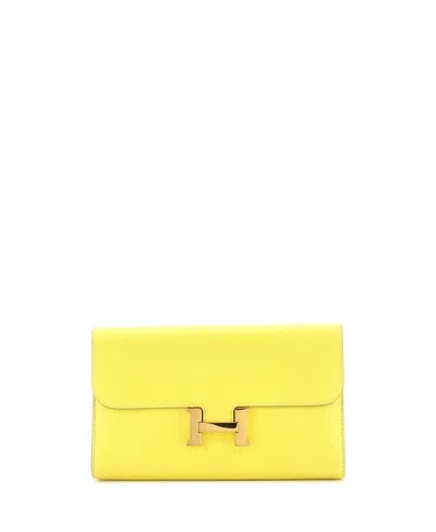 Pre-owned Pre-owned Hermes  Hermes Long Constance Wallet Epsom In Yellow